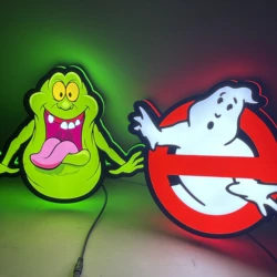 Led Ghostbuster Logo LED 3D Lightbox Geeks Gamer Gift for Teens Gaming Bedroom Decor kids Birthday Wall Hanging Night Light Gift