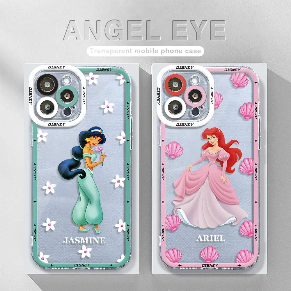 

Case for Apple iPhone XR 7 6s SE 15 13 Pro Max 11 X XS 8 Plus 14 Pro 12 Mini TPU Transparent Soft Cute Disney Princess Art Cover