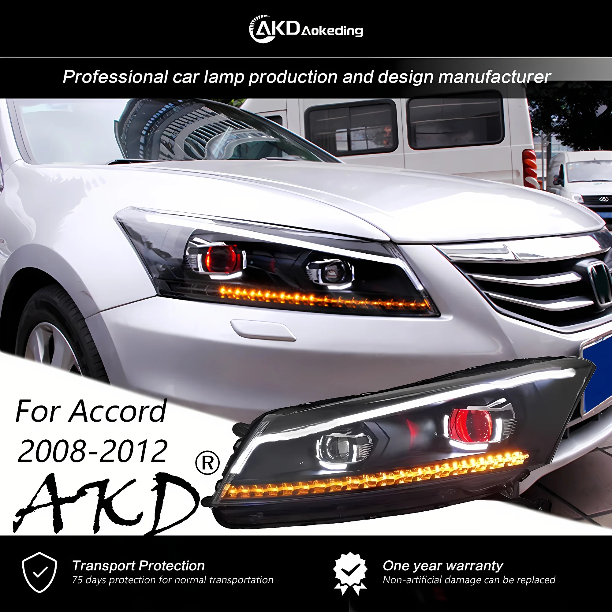 

AKD For Honda Accord 2008-2012 Accord G8 Headlights DRL H7 LED Bi Xenon Bulb Assembly Upgrade Dynamic Signal Auto Accessories