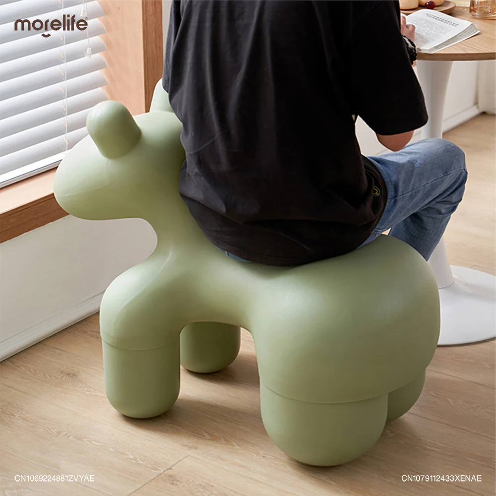 Nordic Plastic Cute Pony Shaped Chairs Living Rooms Shoe Changing Stools Creative Animal Single Leisure Chairs Stool Furniture