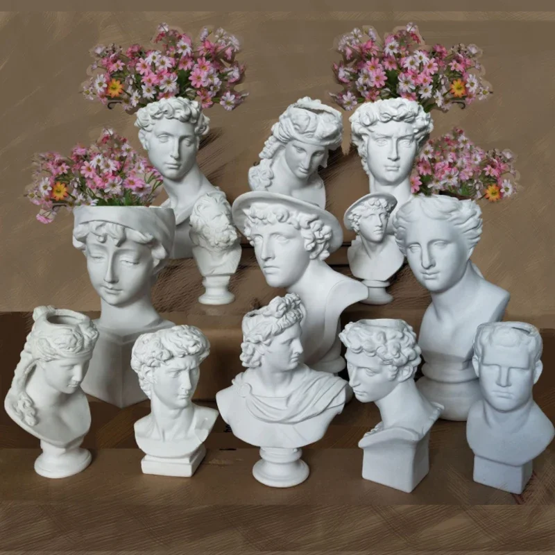 Modern Nordic Style Creative Portrait Vase Human Head Flower Vases Decorative Ornaments Resin David Home Flowers Art Deco