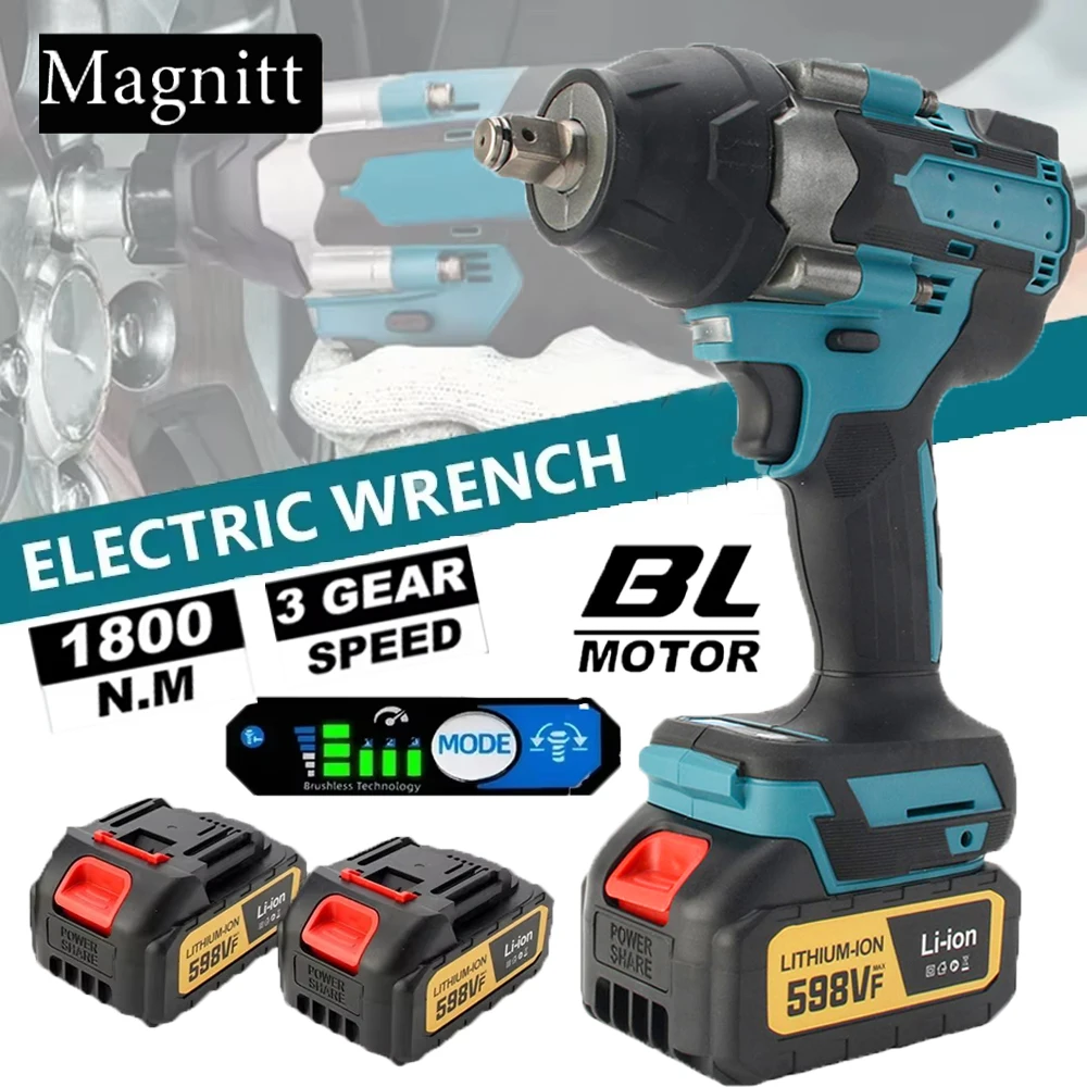 1800 N.M Drehmoment Bürstenlosen Elektrischen Schlagschrauber 1/2 zoll Akku-schlüssel Elektrische Schraubendreher Power Tool Für Makita 18V Batterie