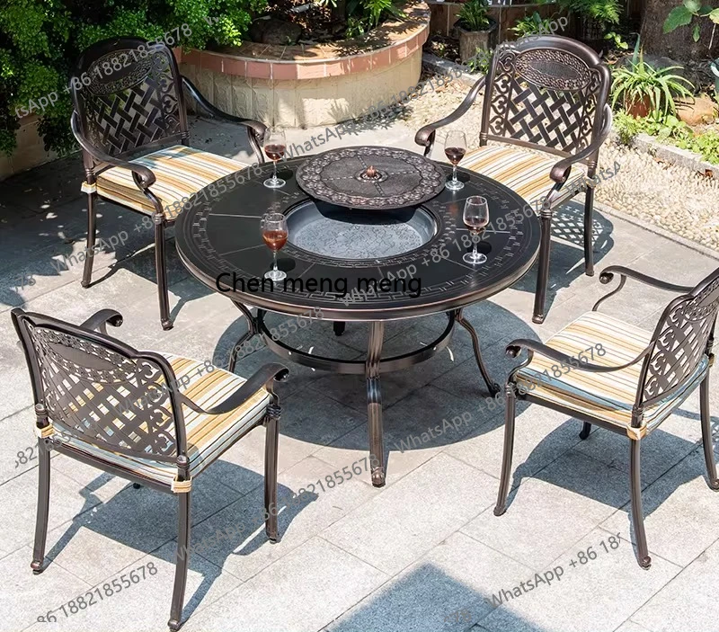 Outdoor barbecue table and chair combination courtyard garden terrace electric grill carbon grill outdoor European style