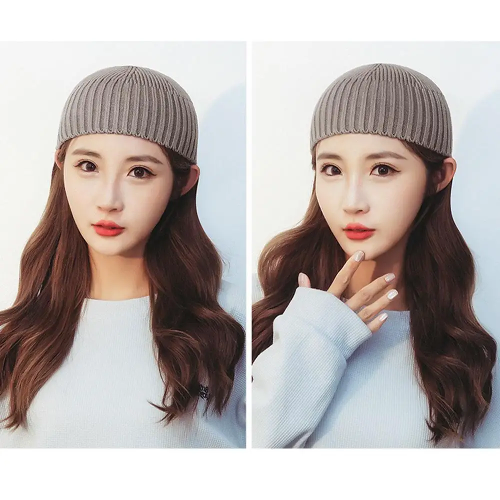 مرونة البطيخ قبعة قبعة الرياضة في الهواء الطلق يندبروف التزلج قبعة محبوك Brimless قبعة خمر بلون الحياكة الغزل قبة قبعة #2