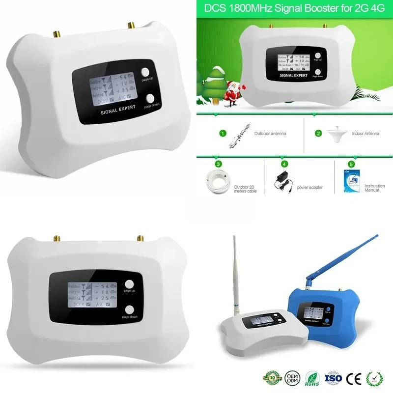 ATNJ Complete Kit DSC 1800MHz Mobile Signal 2G 4G Phone Repeater Amplifier with Ceiling antenna for home use