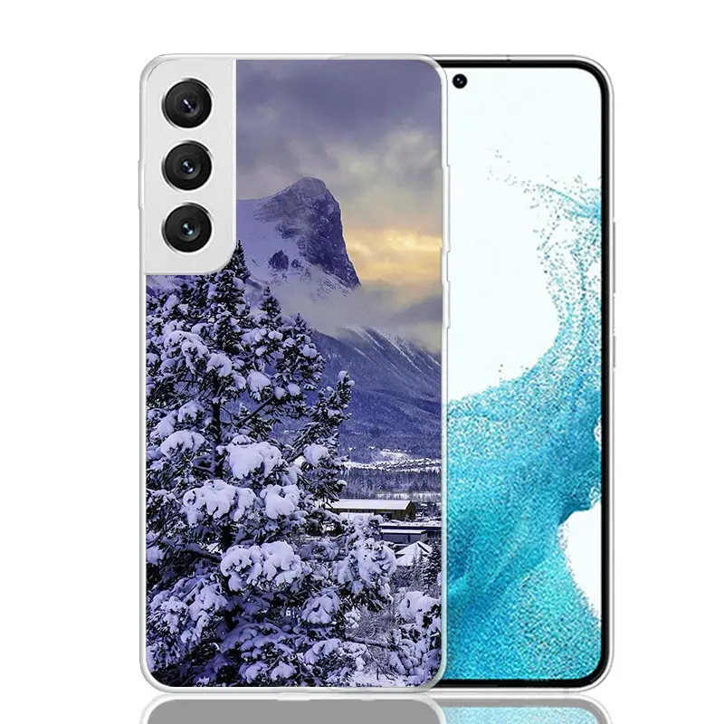 Landscape Winter Light Snow Phone Case For Samsung Galaxy S24 S23 S22 S21 FE S20 Ultra S10 Plus S10E S9 S8 + Art Customized Coqu