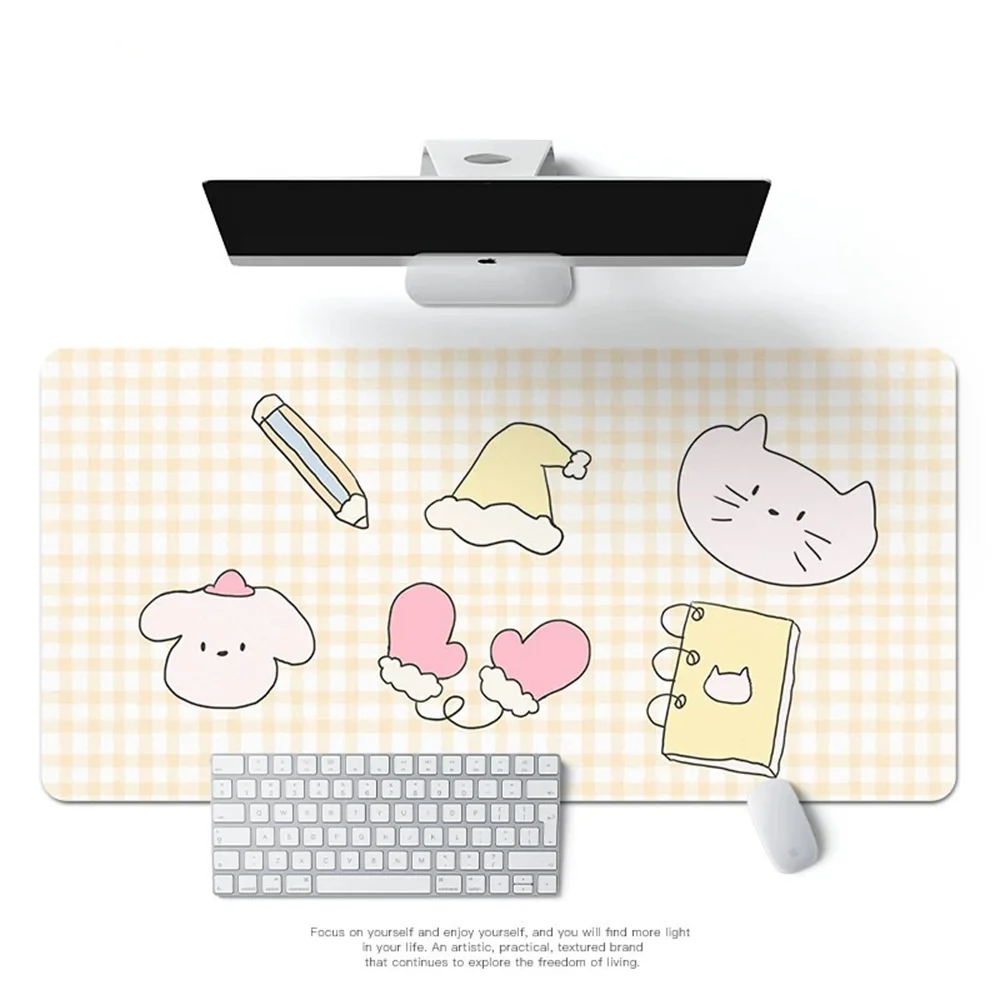 Comic Cute Rabbit PU Leather Desk Pad Mouse Protector Large Small Mouse Pad Home Office Game Desk Mat Pc Laptop Keyboard Mat