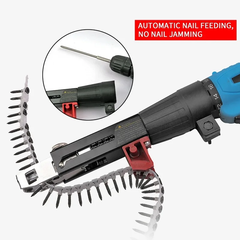 Imagem -04 - Furadeira Elétrica com Parafuso Automático Chain Nail Guns Adapter Woodworking Tools Screwdriver Tape Hand Accessory