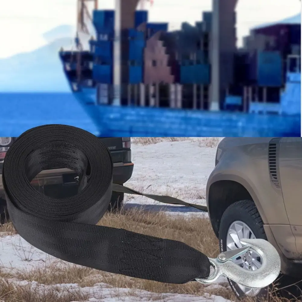 High Strength Towing Strap Loop End Breaking Strength Boat Winch Strap With Hooks Heavy Duty Strap Automotive Towing