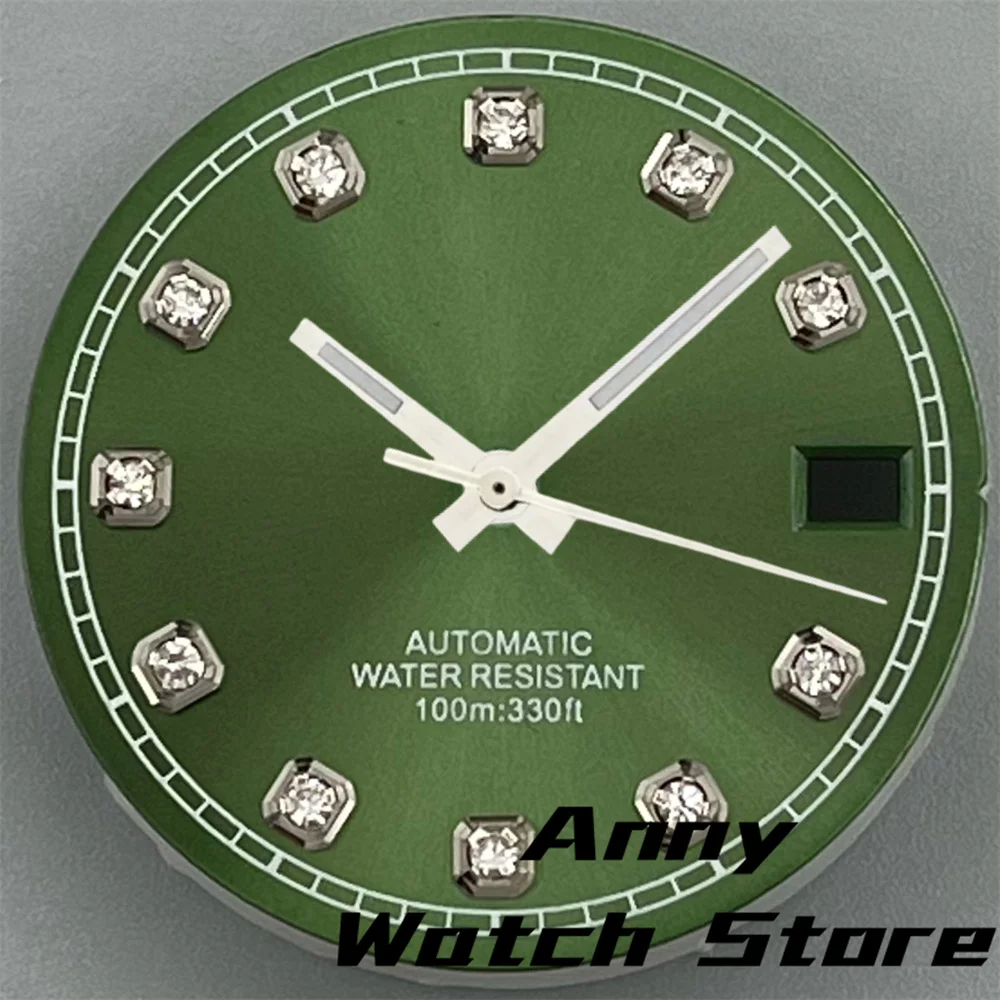 29mm Watch Dial White Black Blue Pink Green Dial With Diamond Index Date Fit NH35 Movement