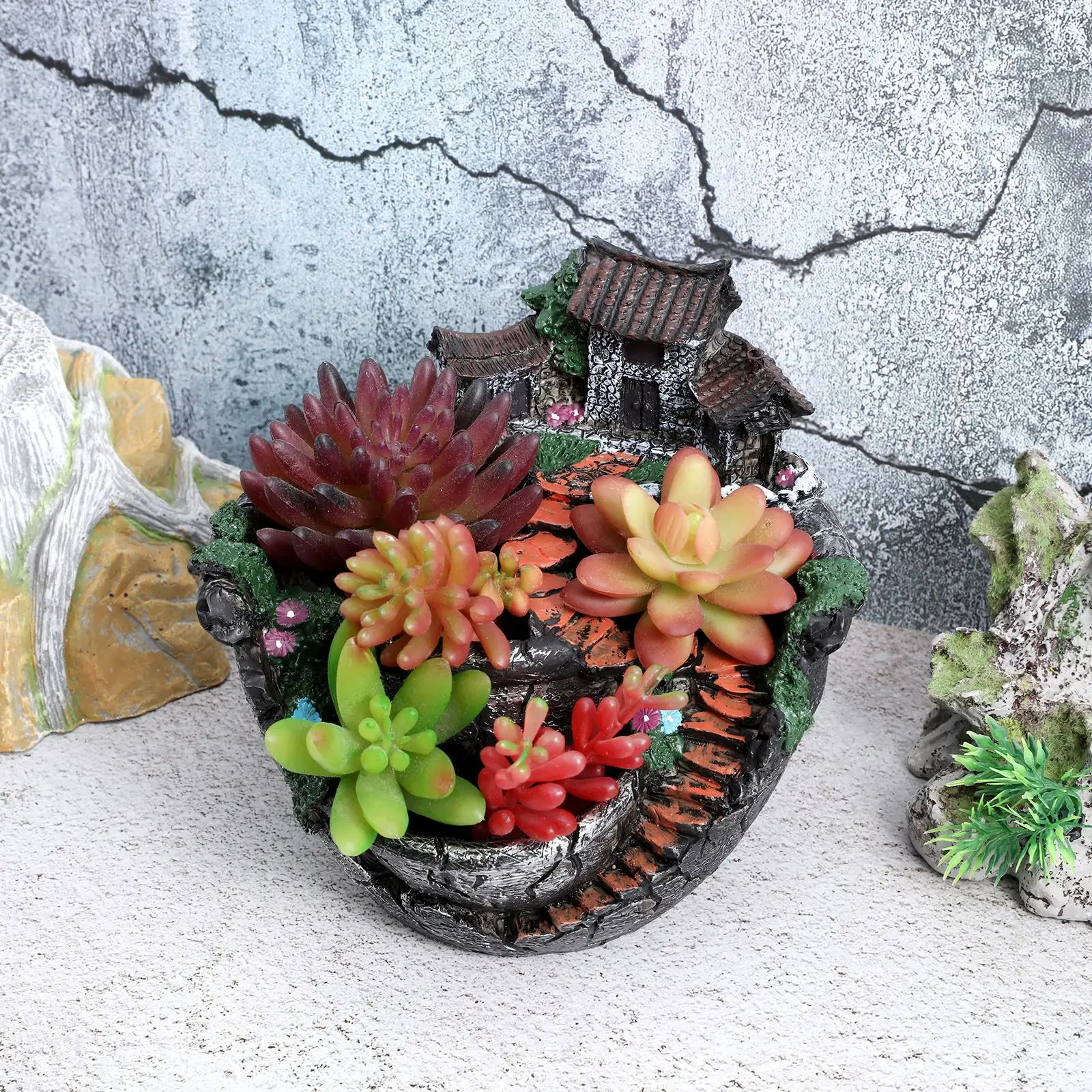 Creative Flowerpot Set 3 Pcs Plants Pot Fairy Garden Indoor Succulent Container Small Flowers Balcony Decor Planter