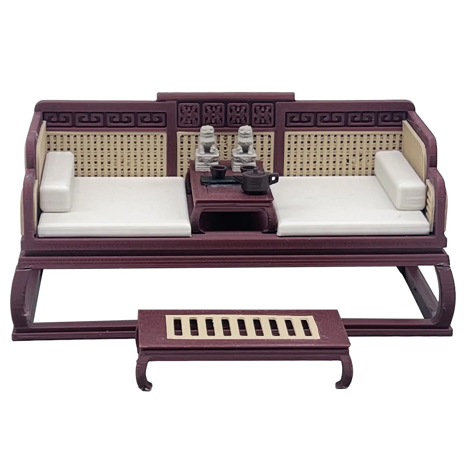 Modelo de cama Luohan chino en miniatura, manualidades de simulación a escala 1:12, escena de vida pequeña DIY, accesorios para casa de muñecas, juguete para juego de imitación para niños
