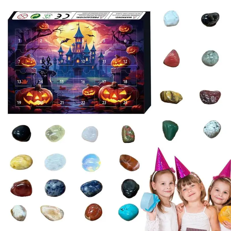 Halloween Advent Countdown Calendar 24 Days Gemstone 2024 Calendar Advent Horror Ornaments For Festival Home Table Decoration