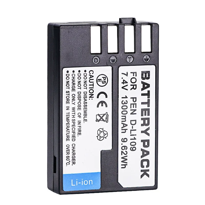 Baterai 9.62Wh 1300MAh D-LI109 untuk Baterai Kamera Pentax K30 K50 K70 K500 KR K-S2 K-S1