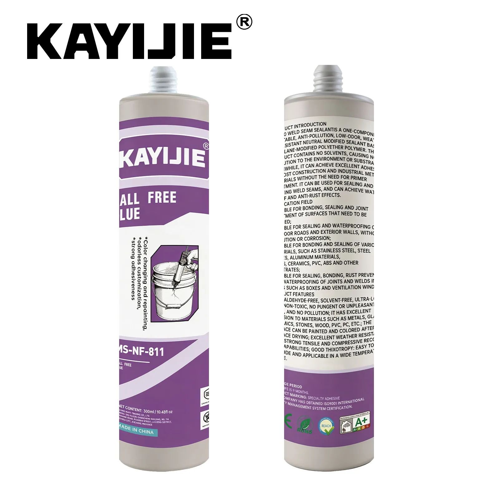 KAYIJIE-MS-NF-811 Solvent Free No Nail Adhesive, Drill-Free Heavy Duty MS Sealant for Cabinet, Mirror & Decor Molding