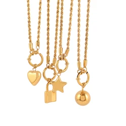 316L Stainless Steel Necklaces For Women Twist Chain necklace Hollow Lock Heart Pendant Necklace Necklaces Jewelry
