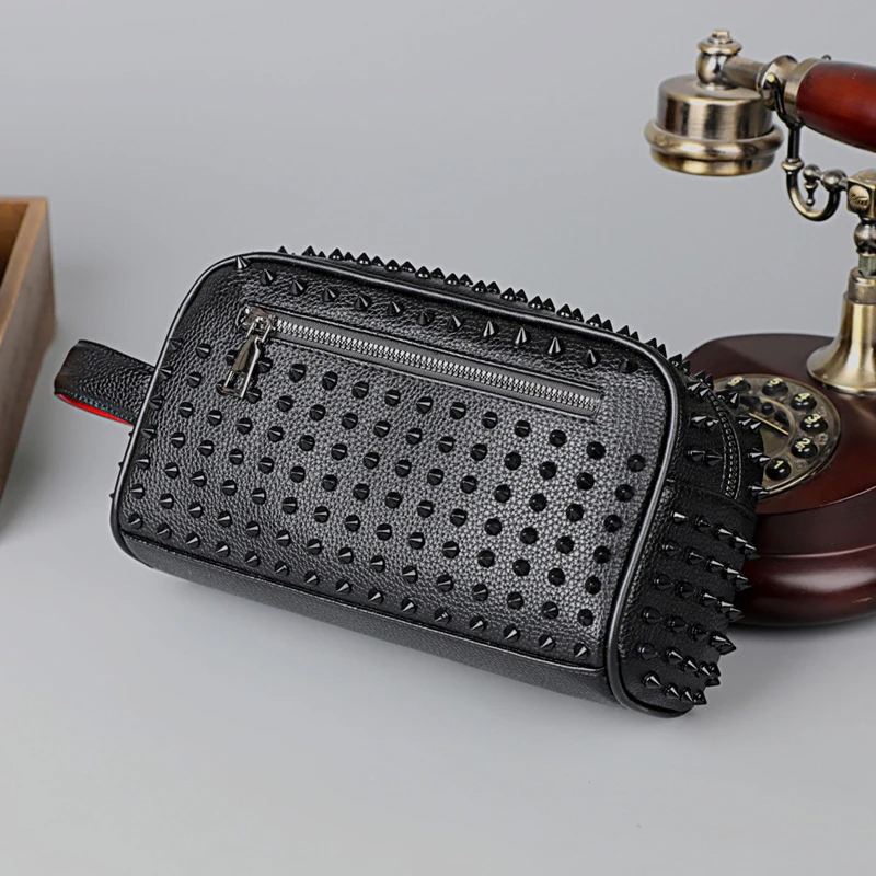 

Fashion Personality Rivet Handbag Highend Pu Leather Handbag Versatile Coin Purse Tote Bag Men's Luxury Office Bag For Man