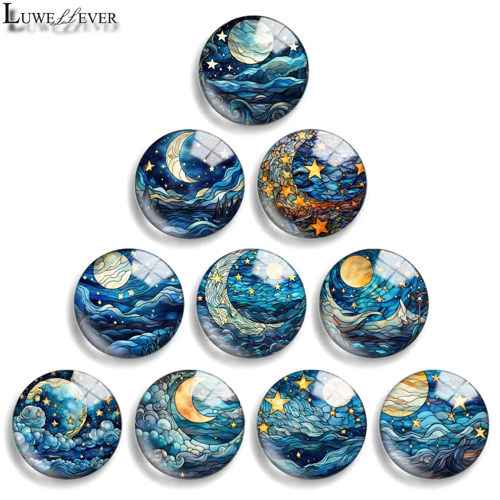 12mm 10mm 20mm 25mm 30mm 40mm 902 Sun Moon Mix Round Glass Cabochon Jewelry Finding 18mm Snap Button Charm Bracelet