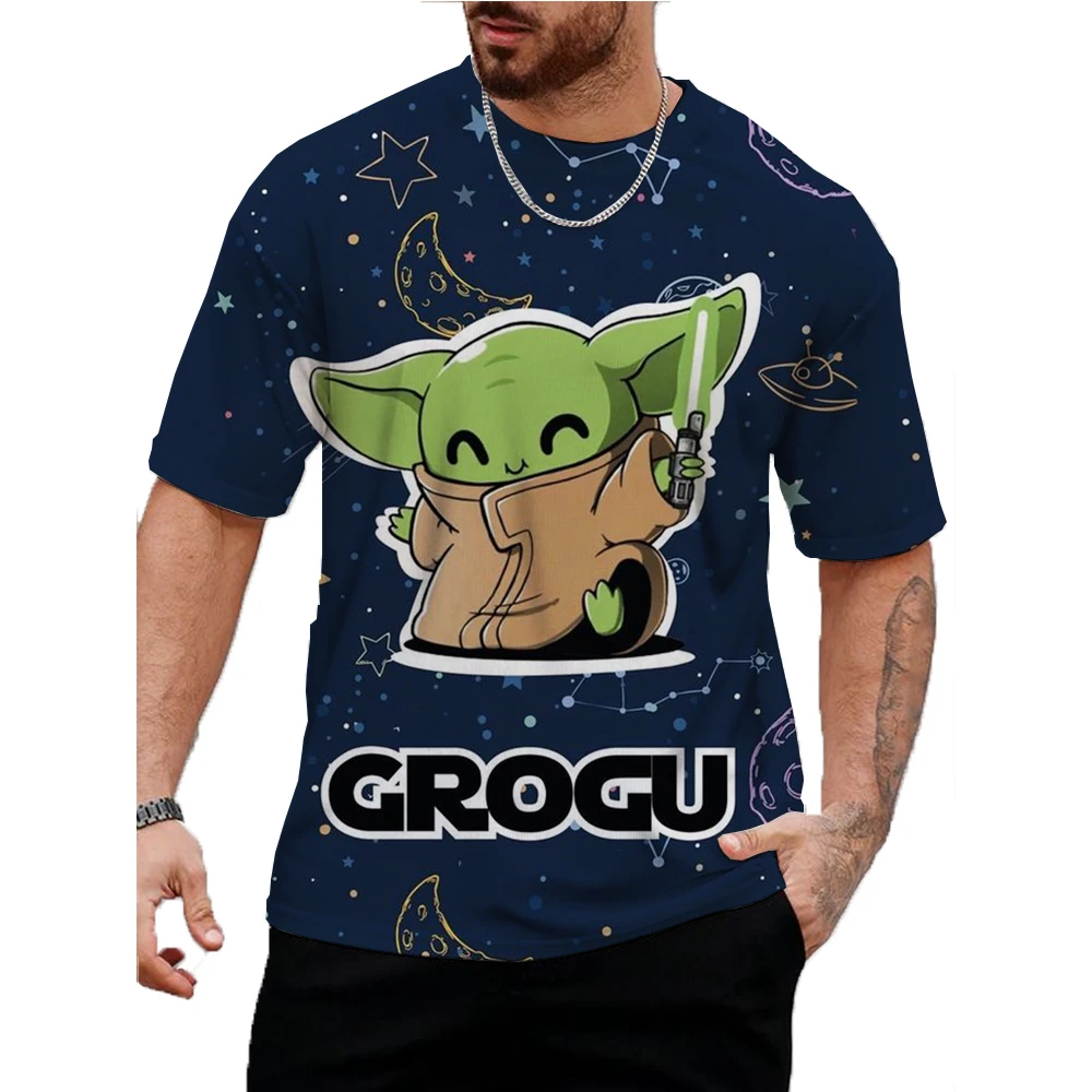 

Disney Daily Casual Fashion Men's T-shirt Marvel Yoda Baby Print Comfortable Men's Short-sleeved Top Urban Street Style Men