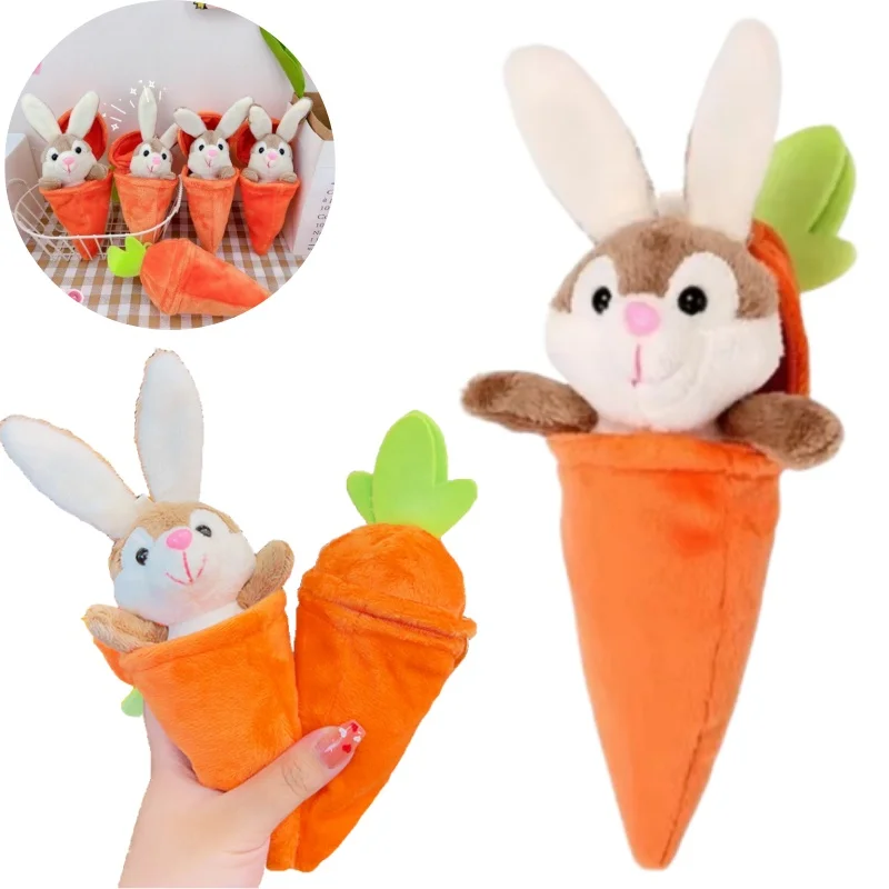 

Милый плюшевый кролик-морковка на молнии, скрывающийся в морковке, брелок-подвеска для сумки, мультяшные животные, плюшевые игрушки для детей и взрослых