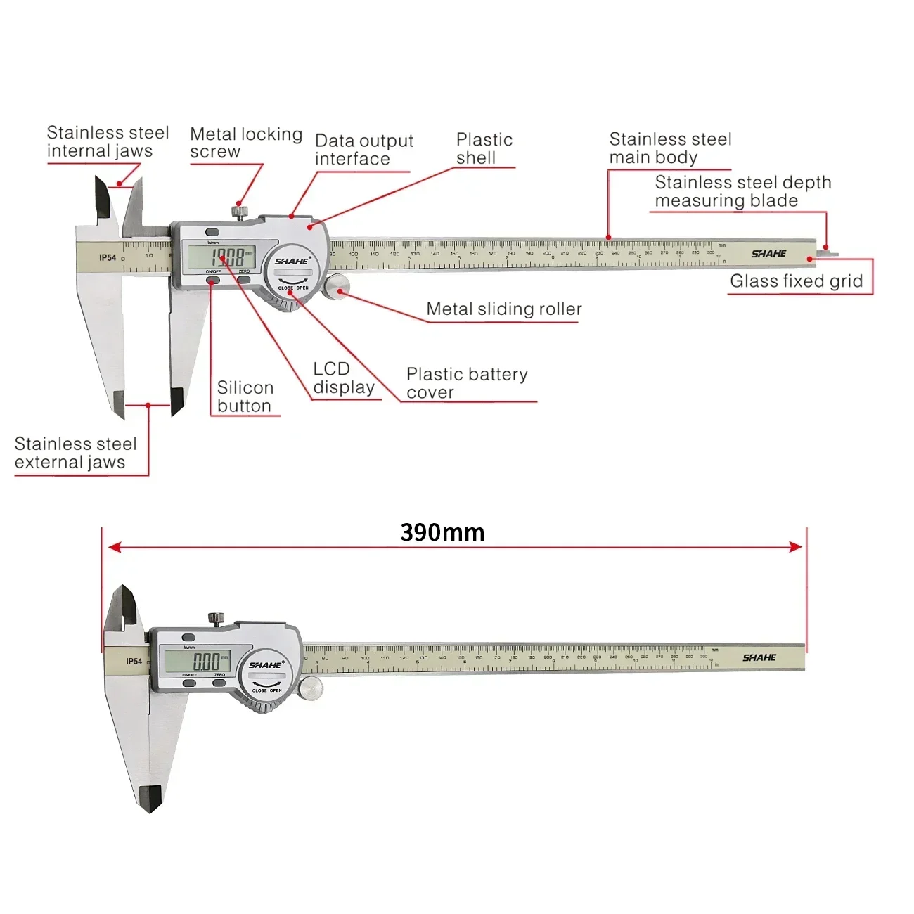 SHAHE 0.01 mm 300 mm Digital Caliper Electronic Vernier Caliper 300 mm Paquimetro Calibrador Digital Measuring Instruments