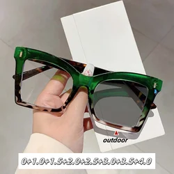 Oversized Photochromic Presbyopia Women Square Gradient Candy Color Color Changing Reading Eyewear Brand Design Green Goggle
