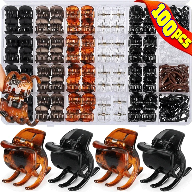 

Мини-заколки для волос для женщин и девочек, корейские простые маленькие черные прозрачные пластиковые зажимы, аксессуары для укладки волос для детей