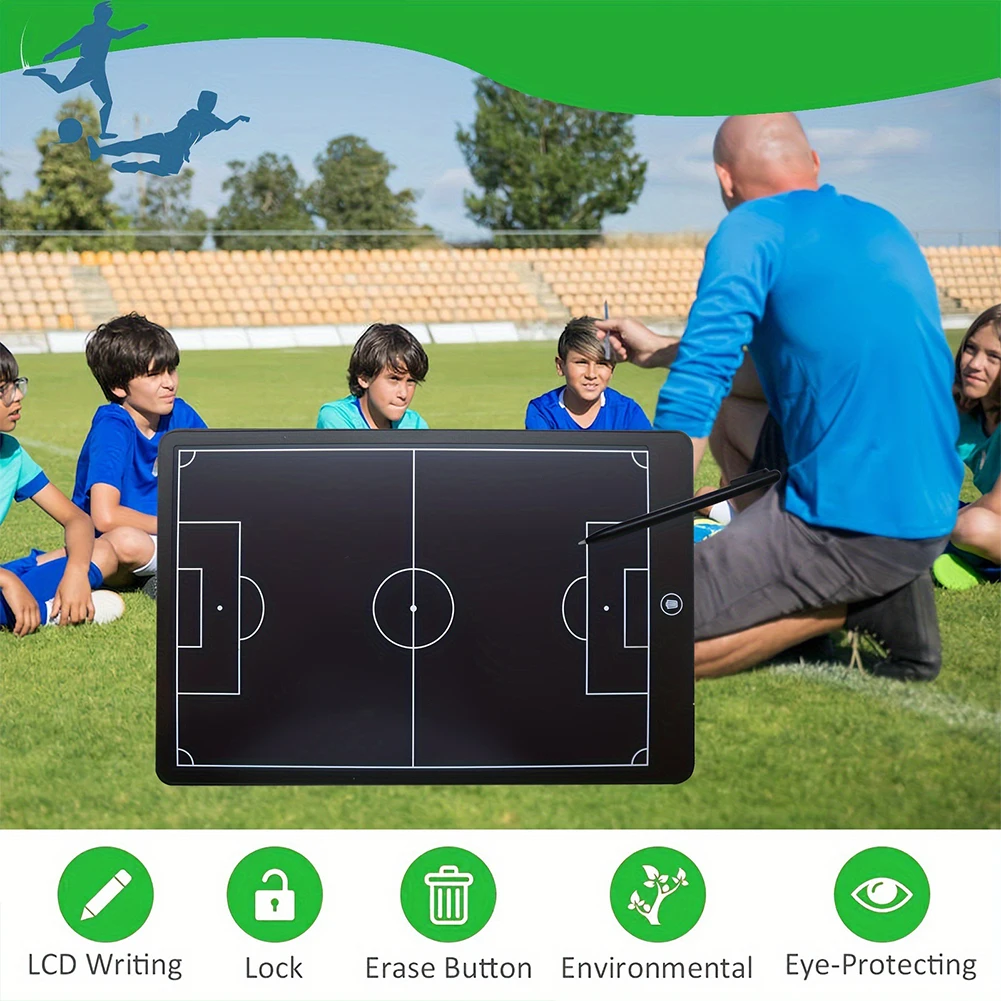 16 Inch LCD Soccer Coaching Board with Stylus Pen Soccer Strategy Board for Football Coach Marker Training Writing Tablet