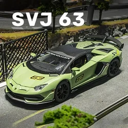 1:24 Lamborghini Aventador SVJ 63 Alloy Car Model Diecast Car Sound Light Car Lovers Collection Kids Birthday Gift Boys Toys