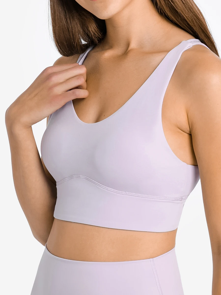Nepoagym GOODWILL donne scollo a V Strappy reggiseni sportivi Cross Back supporto medio morbido Naked Feel Yoga reggiseno Push Up per l\'allenamento