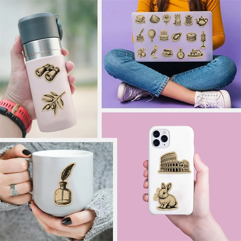 Vintage Black PVC Stickers for DIY Decoration - usage example