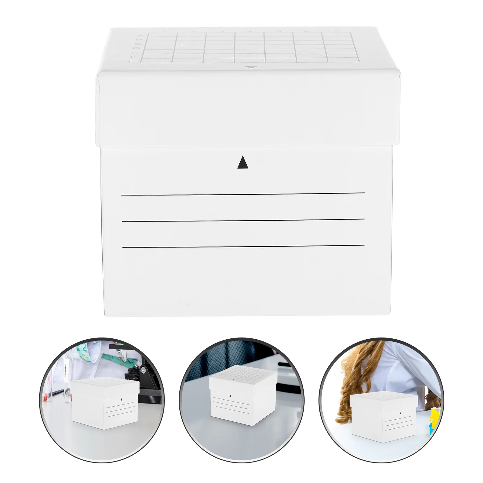 

Lidded Storage Bin Laboratory Tubes Paper Freezer Box Compartments Organized Lab Freezer Storage Container