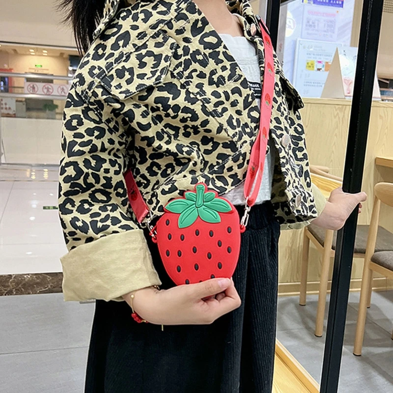 Silicone Avocado Strawberry Crossbody Coin Bag Kid Toddler Children Shoulder Bag