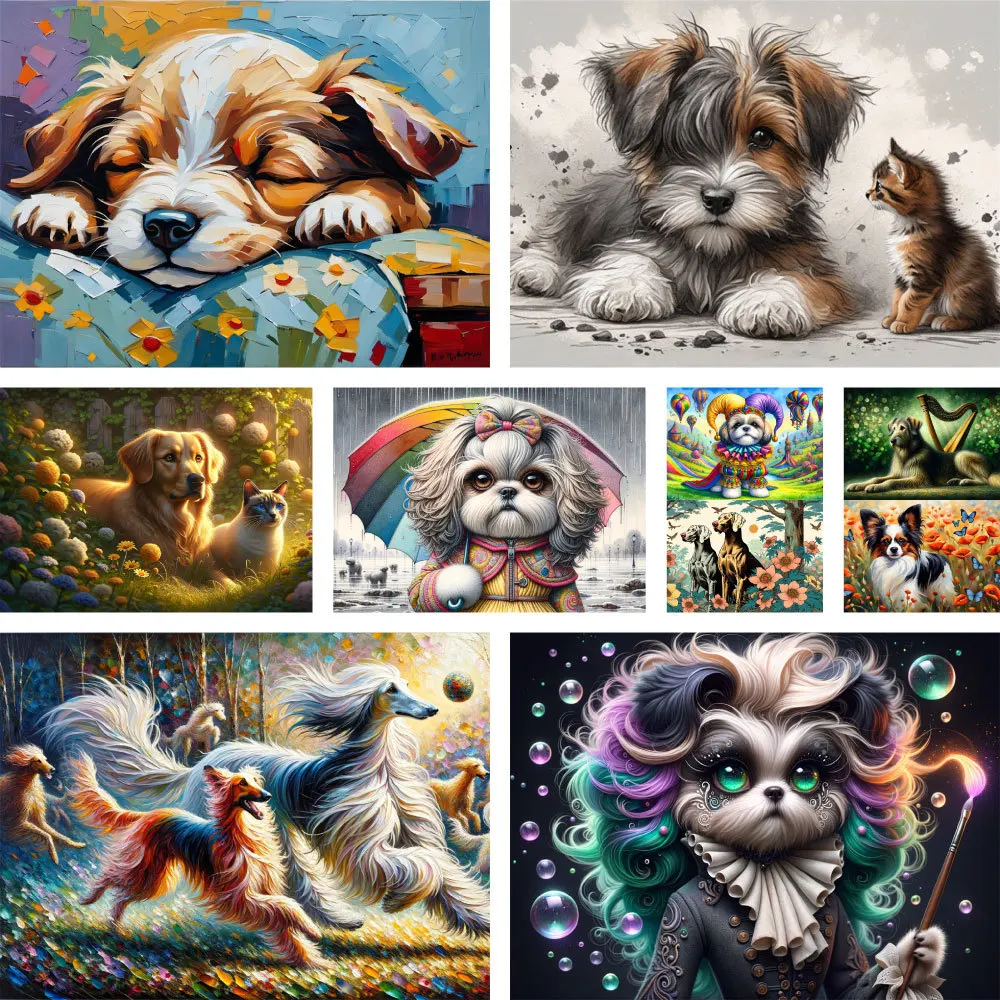 Animal Pet Dog Coloring By Numbers Painting Complete Kit Acrylic Paints 40*50 Oil Painting Loft Wall Picture For Adults Wall Art