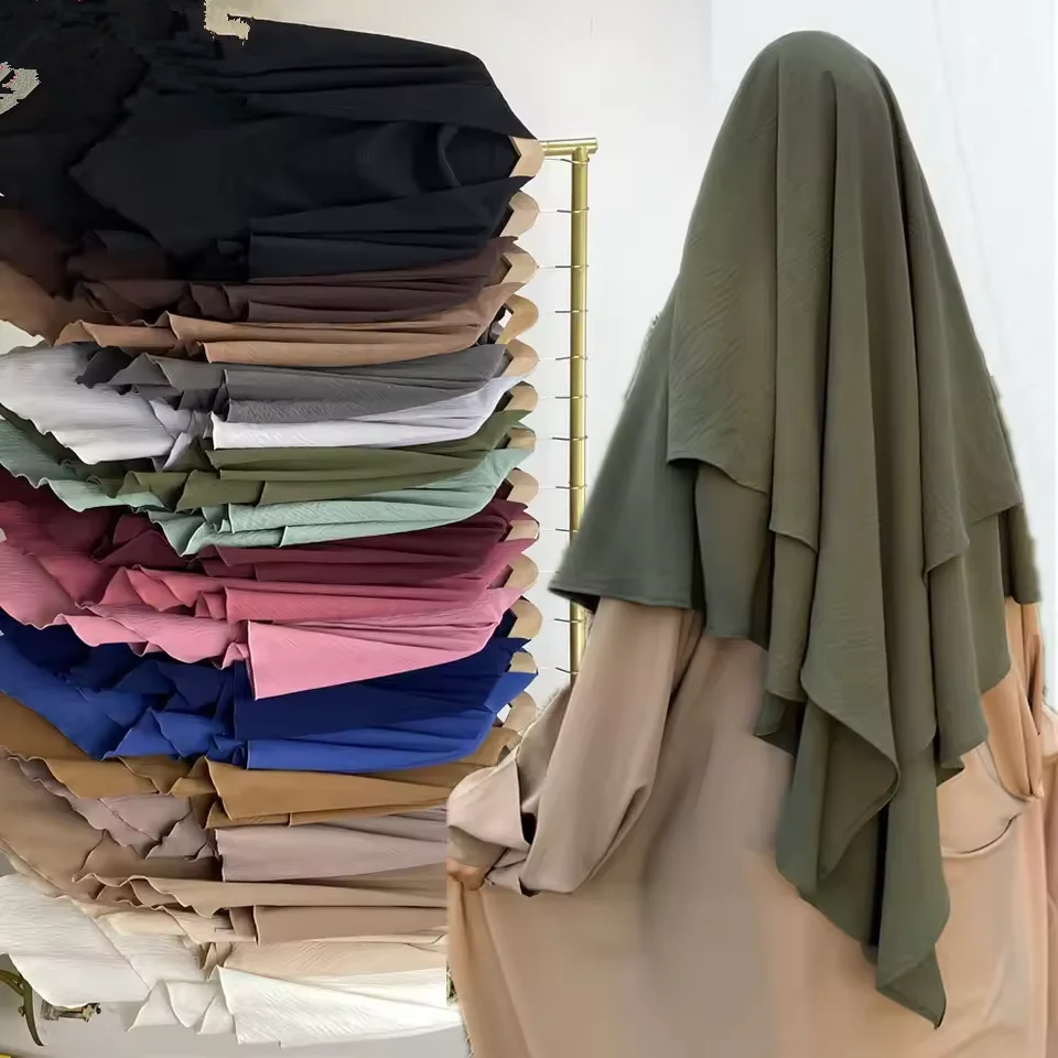 

Eid Turkish Double Layer Khimar Women Muslim Prayer Hijab Amira Dubai Ramadan Scarf Arabic Overhead Hijabs Niqab Nikab Headdress