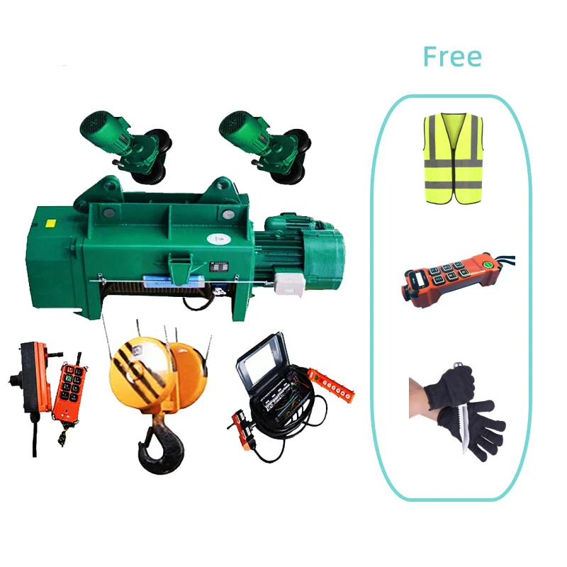 Wireless Remote Double Hook 16ton Electric Cable Steel Lifting Hoist With Electric Trolley