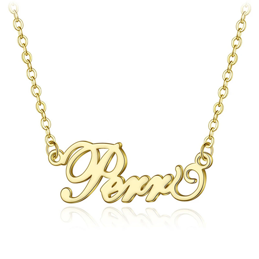 

YHLISO Stainless Steel Personalized Custom Name Text Pendant Necklace for Women Customize Nameplate Initial Chain Jewelry