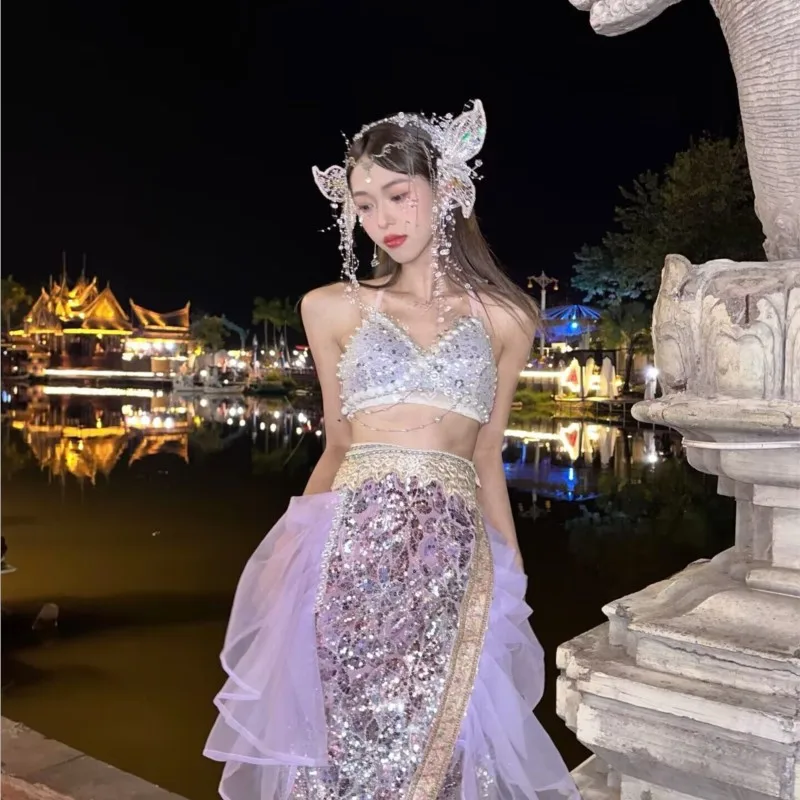 Xishuangbanna ropa de sirena, foto temática, vacaciones, viaje en la playa, Sesión, chica hermosa