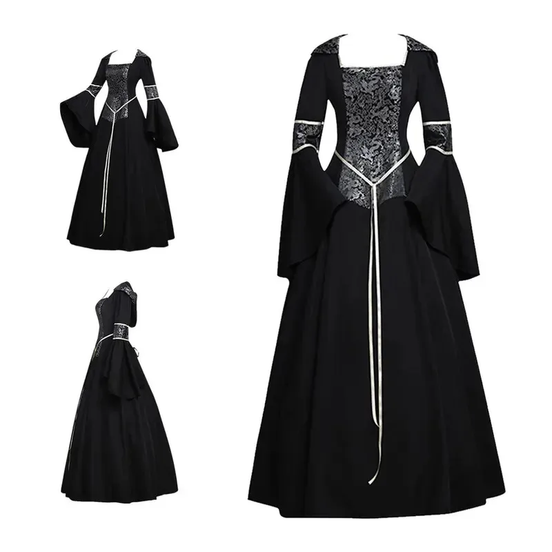 

Medieval Goth Vampire Women Dress Halloween Carnival Party Cosplay Costume Plus Size XS-3XL cm;5