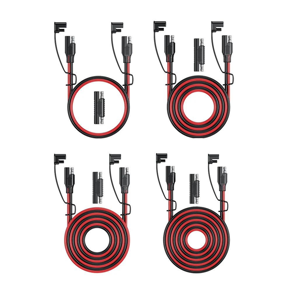 Câble de charge de batterie SAE à SAE, 12V-36V, prise solaire, 16AWG, rallonge de voiture, étanche, câble d'alimentation de véhicule solaire