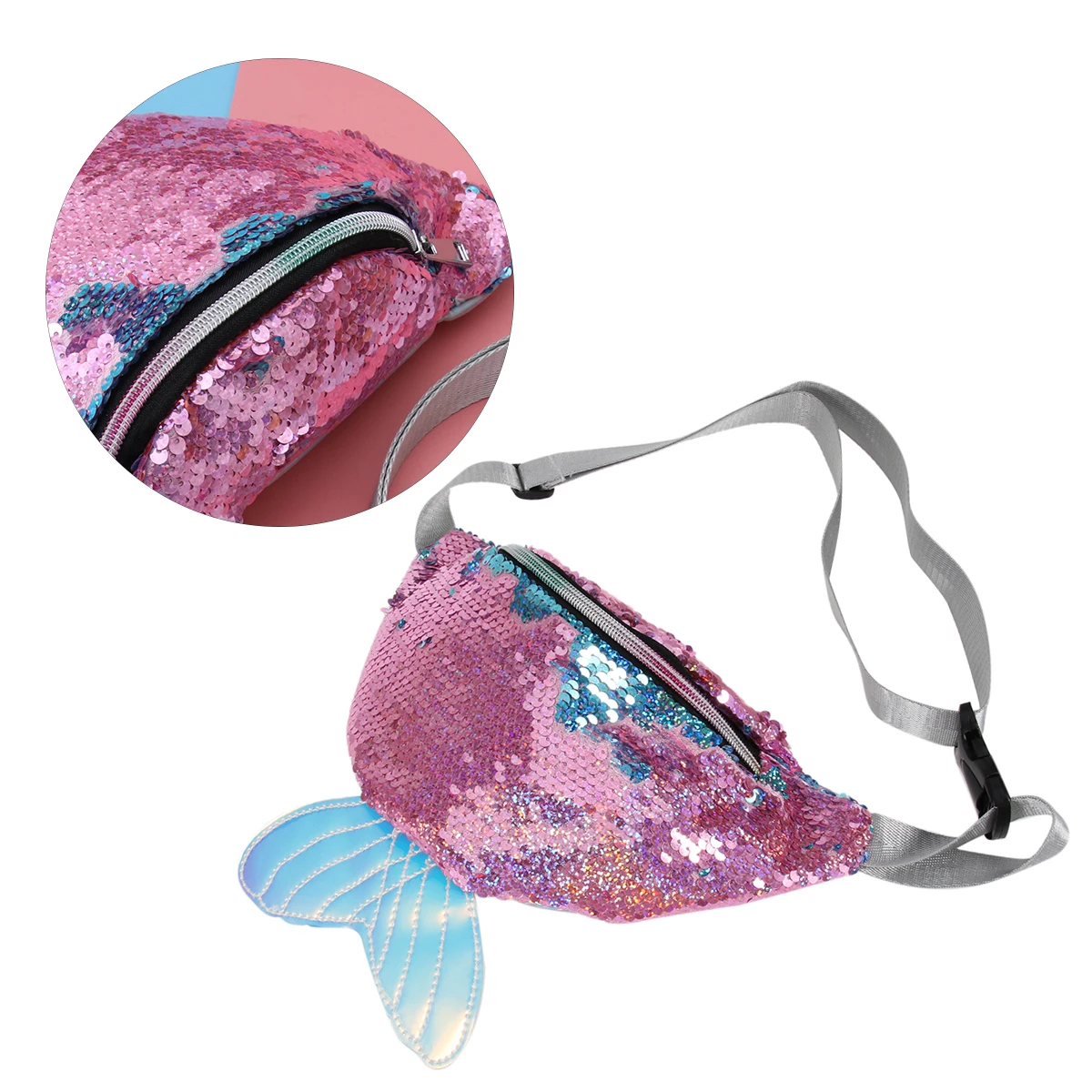 

Fine Workmanship Sequin Makeup Waist Bag Mermaid Design Large Capacity Outdoor Travel Hiking Fashion Chest Pack