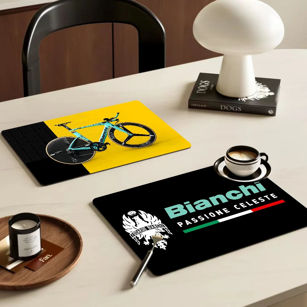 B-Bianchi logo Absorbent Drain Mat Countertop Dry Mats Printed Coffee Machine Draining Pad Kitchen Table Tableware Placemats