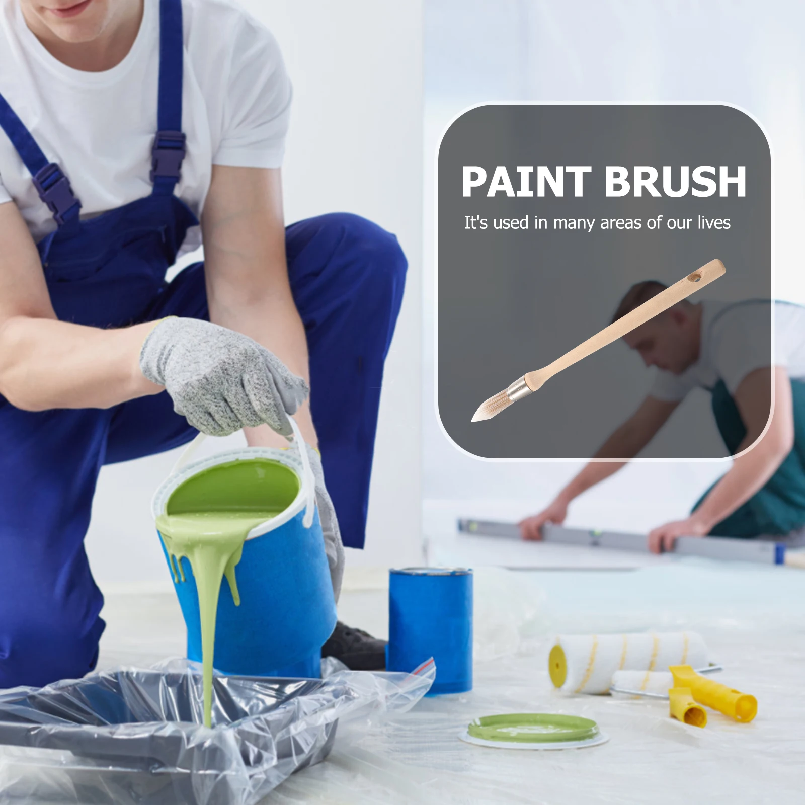 

Portable Wooden Handle Small Paint Brush Round Head Durable Fine Bristle Chemical Fiber Practical for Painting