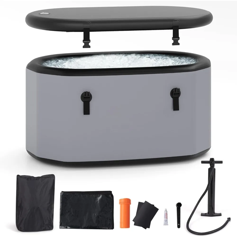 

Cold Plunge Tub, XL 129 Gal Oval Ice Bath Tub with Lid, Backpack, Pump & Floor Mat, Portable Inflatable Ice Bath for Cold
