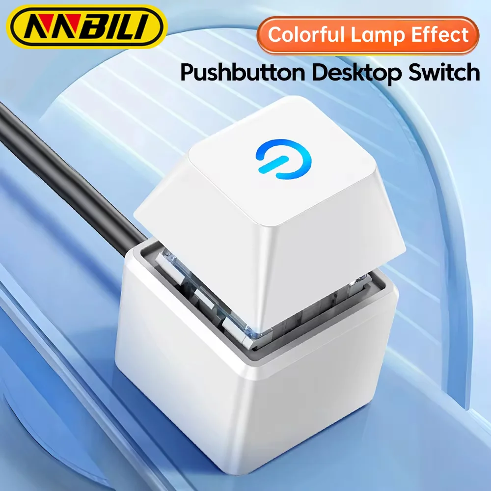 NNBILI Computer Desktop Switch LED Lights PC Motherboard External Start Power On/Off Button 2m Extension Cable for Home Office ﻿