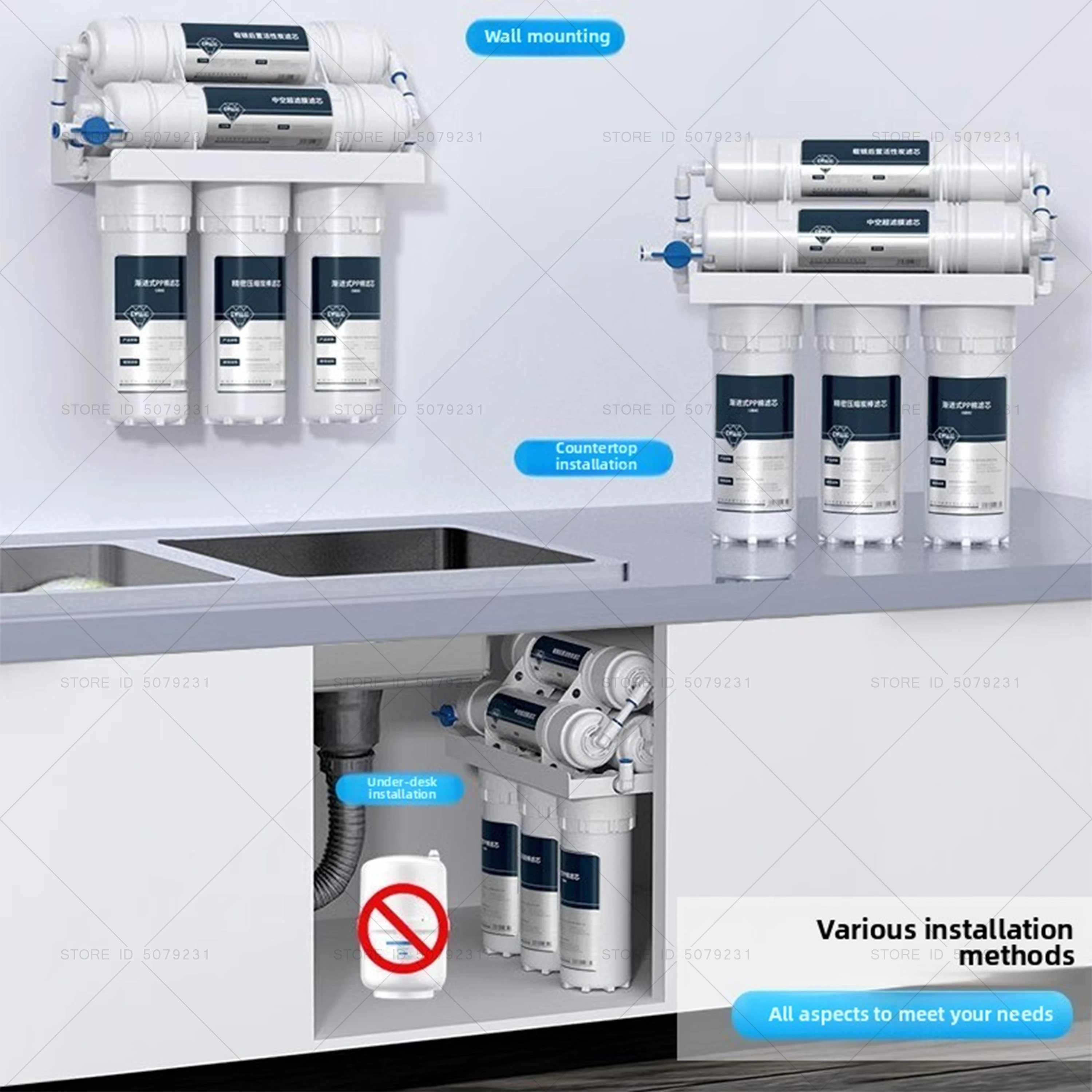 Depuratore d'acqua a 6 stadi per ultrafiltrazione Depuratore d'acqua potabile diretto per uso domestico Filtro per acqua di rubinetto PH75 Rende acqua minerale