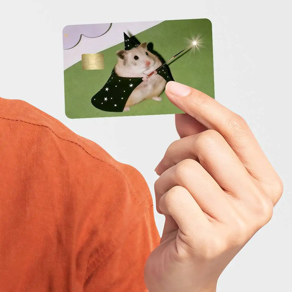 Funny Magic Cloak Hamster Credit Card Debit Card Waterproof Sticker Bank Bus Card Protective Film Sticker