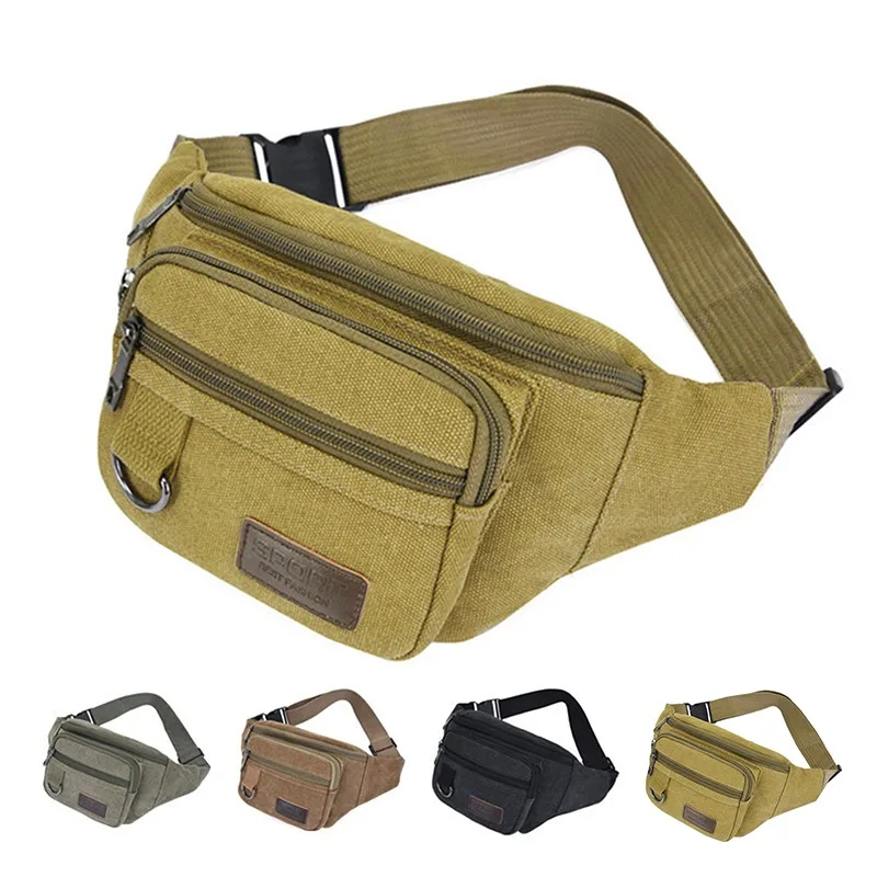 Sports Men Waist Packs Casual Canvas Hidden Anti-theft Chest Bags Body Running For Men Women Tourist Cycle Crossbody Bag Pocket