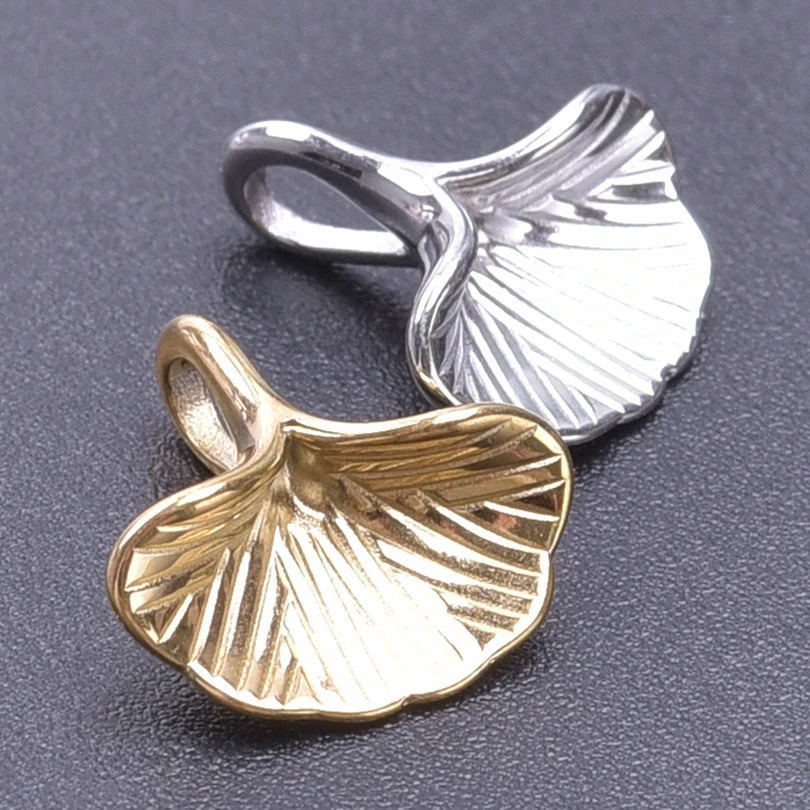 2pcs Stainless Steel Ginkgo Biloba Leaf Charms for Jewelry Making Supplies DIY Necklace Earrings Accessories Handmade Materials