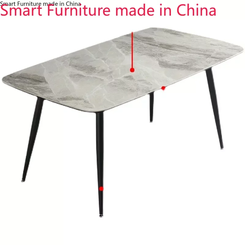 

Modern and simple Italian gray light imported slate dining table Nordic luxury household small-sized dining table and chair